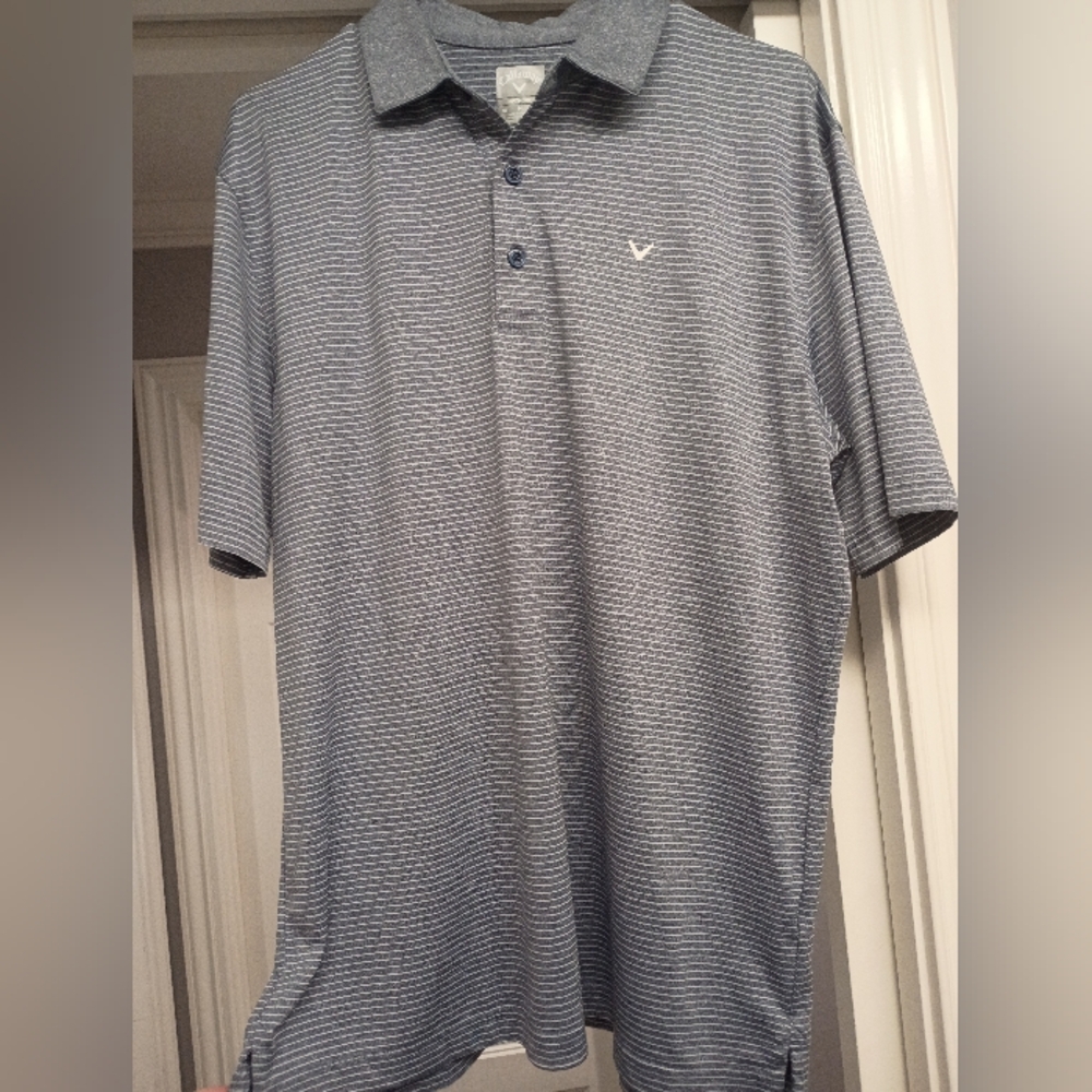 Callaway Mens Polo Shirt Blue And White Size Medium